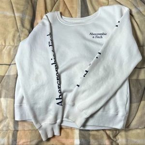 Abercrombie and Fitch Logo Crew Sweatshirt White S